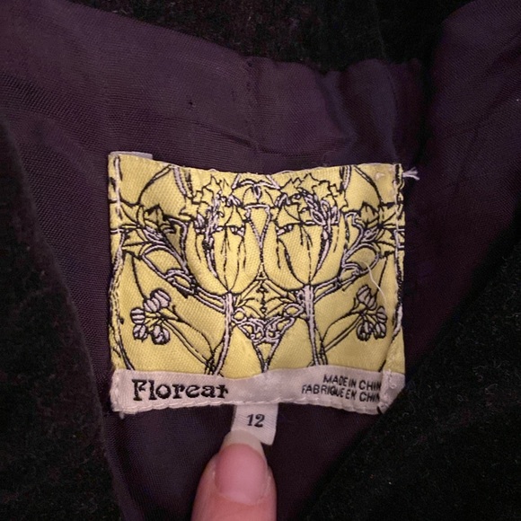 Anthro Floreat Black Velvet Ruffle Suit Blazer Jacket - Picture 6 of 8